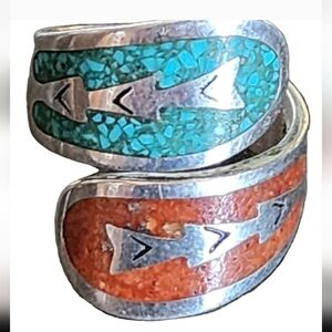 Jay King Silver Rings with Crushd Turquoise and Brown Arrows